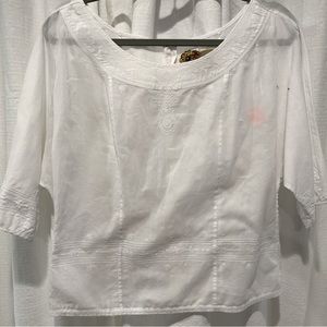 Free People Women’s White Embroidered Bohemian Top size 8